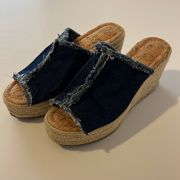 Sugar Helper Denim Flatform Wedge Espadrilles - Picture 2 of 7